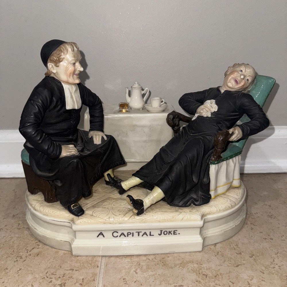 Antique A Capital Joke Porcelain Statue Catholic Laughing Clerics Caspar Henecke